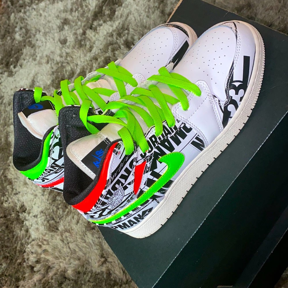 Air Jordan 1 ( Lime Green, Orange , Black )